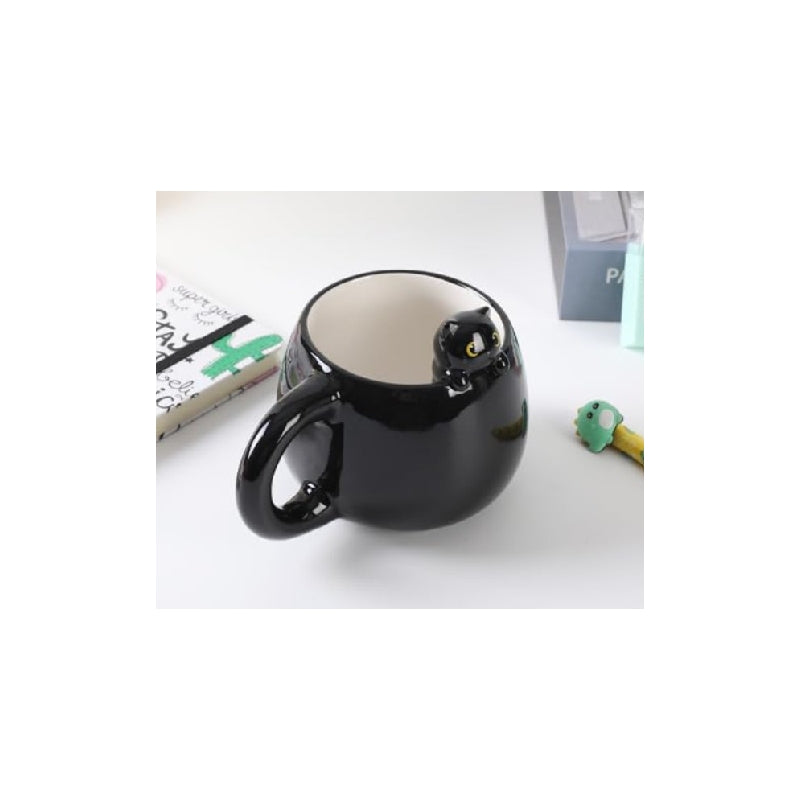 Tazza In Ceramica Gattino nero Con Charm Cat 3D