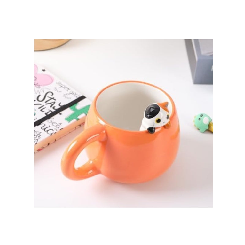 Tazza In Ceramica Gattino Arancione Con Charme Cat 3D