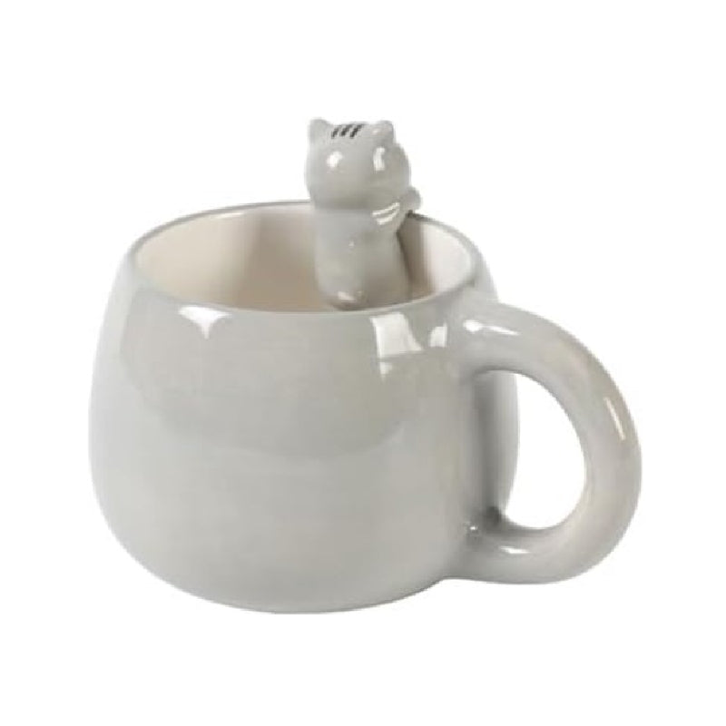 Tazza In Ceramica Gattino Grigio Con Charm Cat 3D