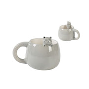 Tazza In Ceramica Gattino Grigio Con Charm Cat 3D
