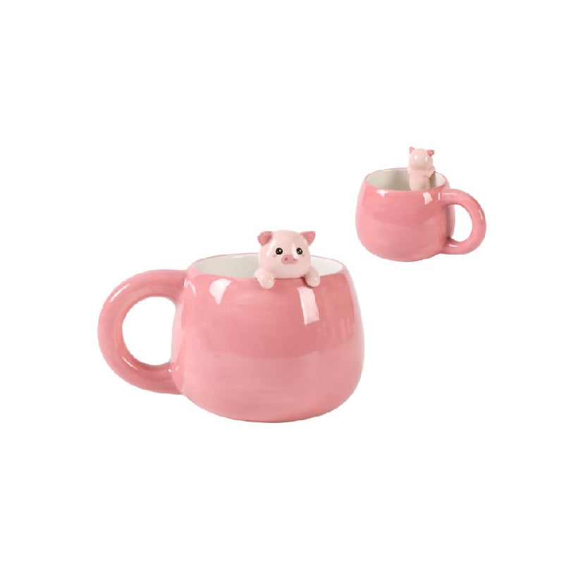 Tazza In Ceramica Maialino Con Charm Piggy 3D