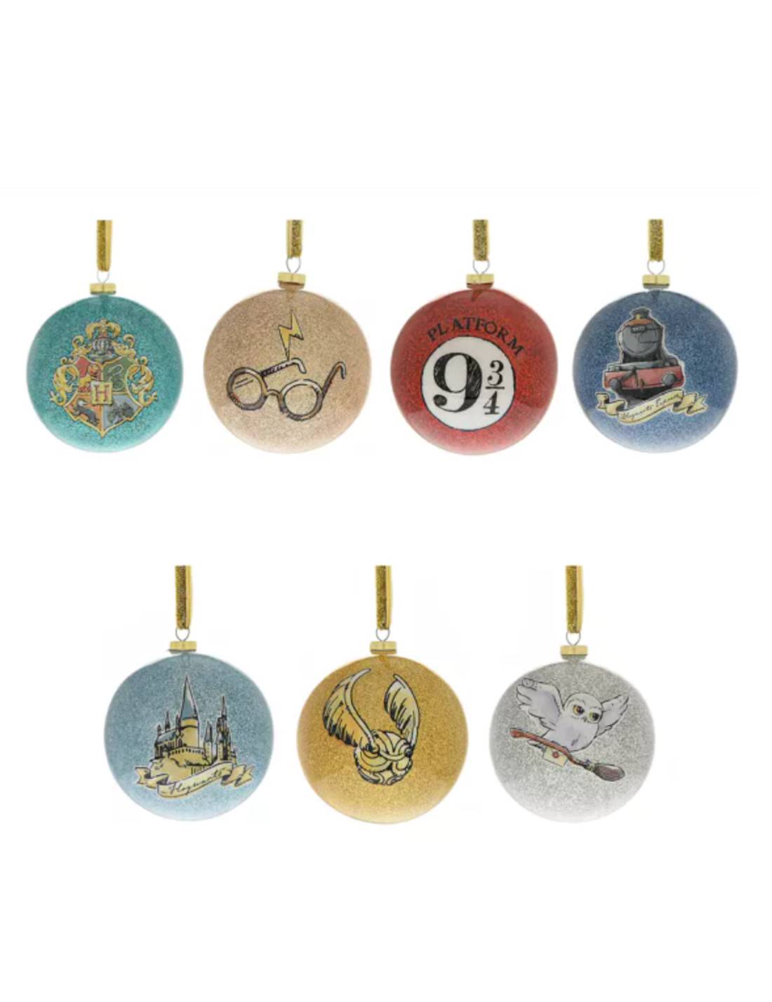 Palline Albero Di Natale Harry Potter 7cm Set 7pz