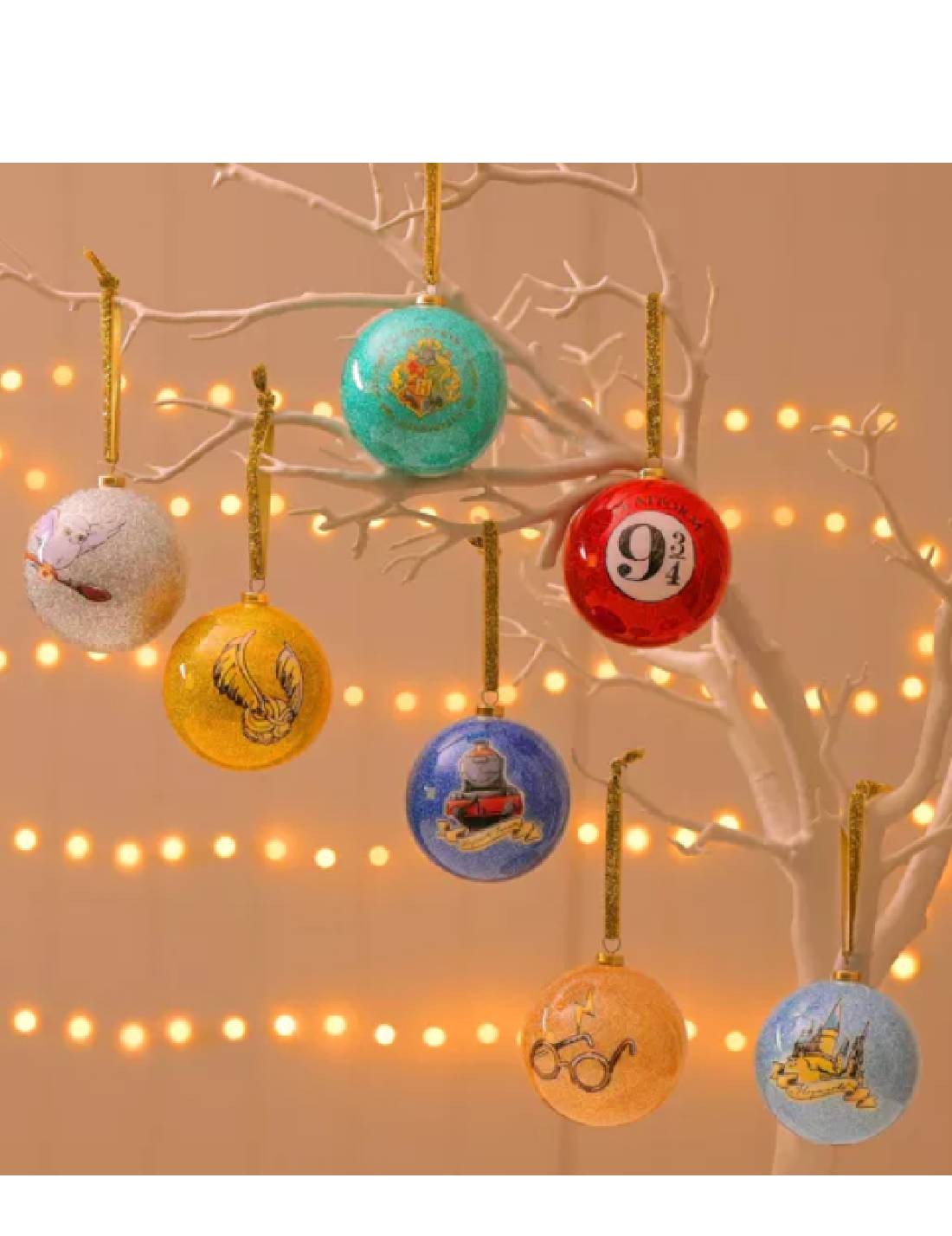 Palline Albero Di Natale Harry Potter 7cm Set 7pz