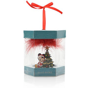 Pallina Albero Di Natale In Vetro Topolino Mickey Mouse Con Piuma