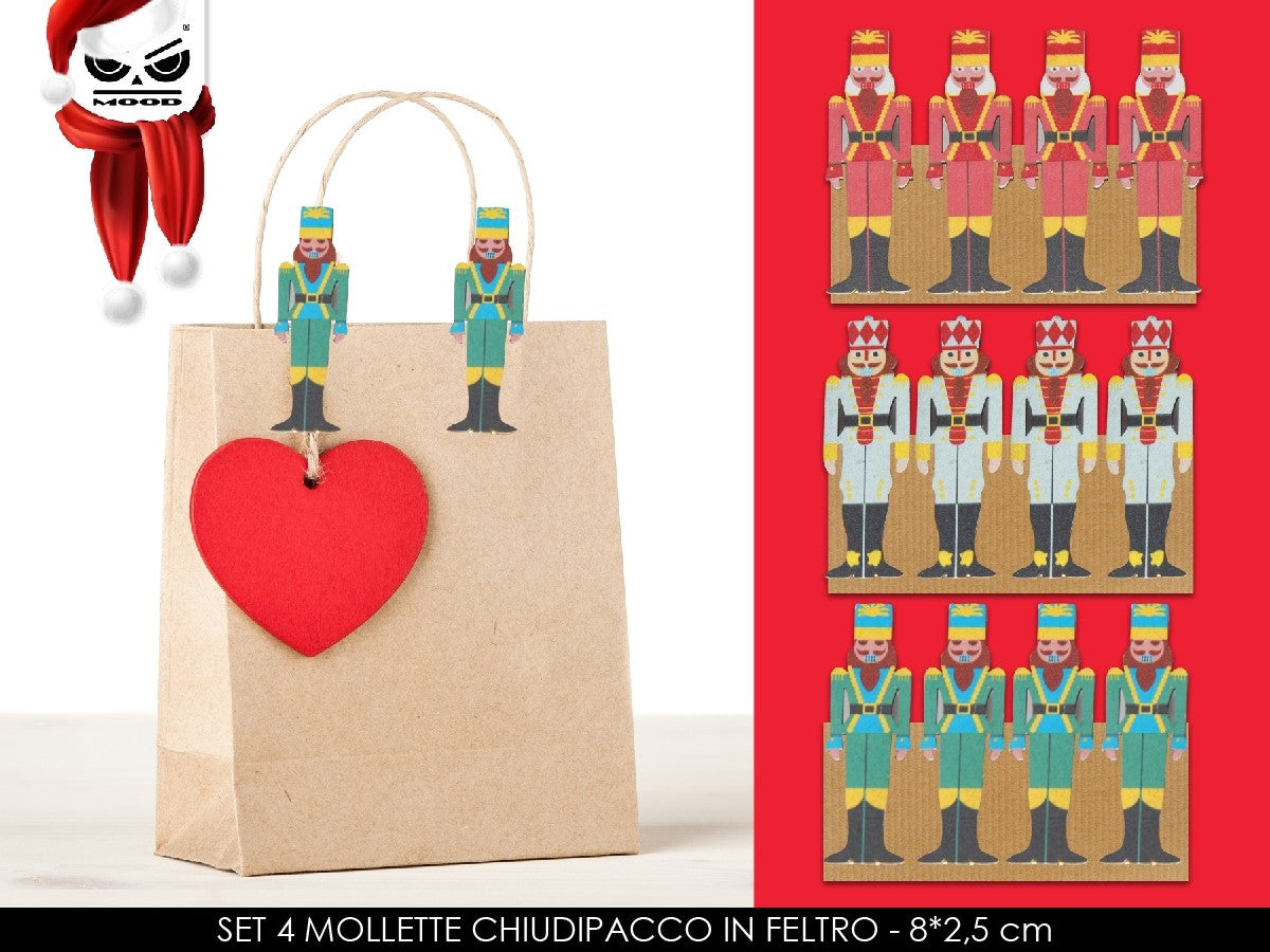 Clip Mollette Chiudipacco Schiaccianoci Set 4pz Colori Assortiti