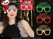 Occhiali Happy New Year Con Strass Colori Assortiti