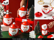 Tazza Natalizia In Ceramica Babbo Natale Con Coperchio