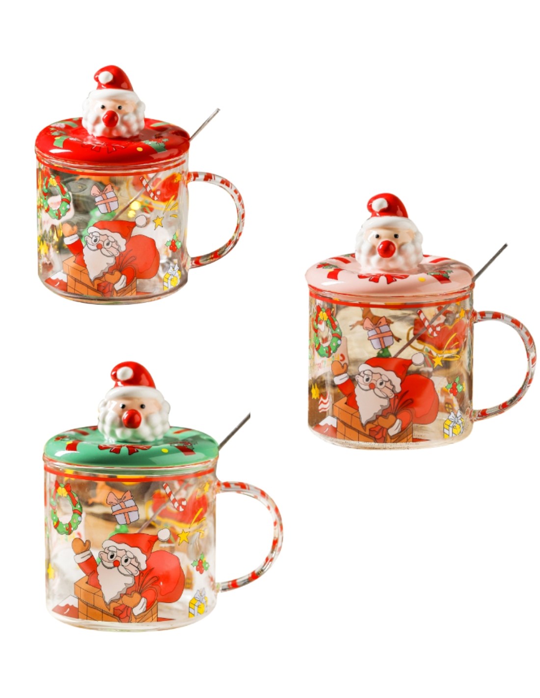 Tazza Natalizia In Vetro Babbo Natale