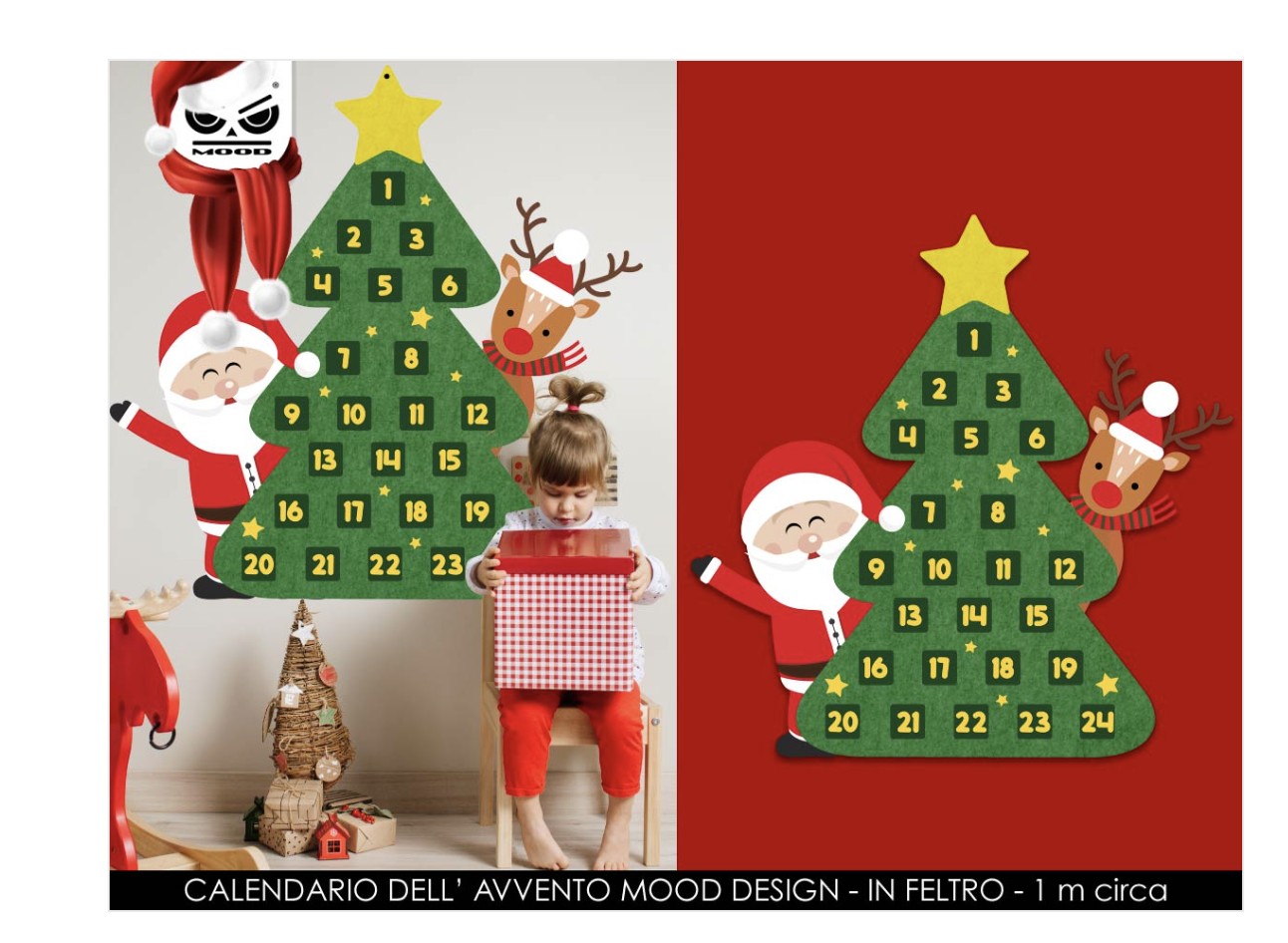 Calendario Dell'Avvento Albero Personaggi In Feltro 1m