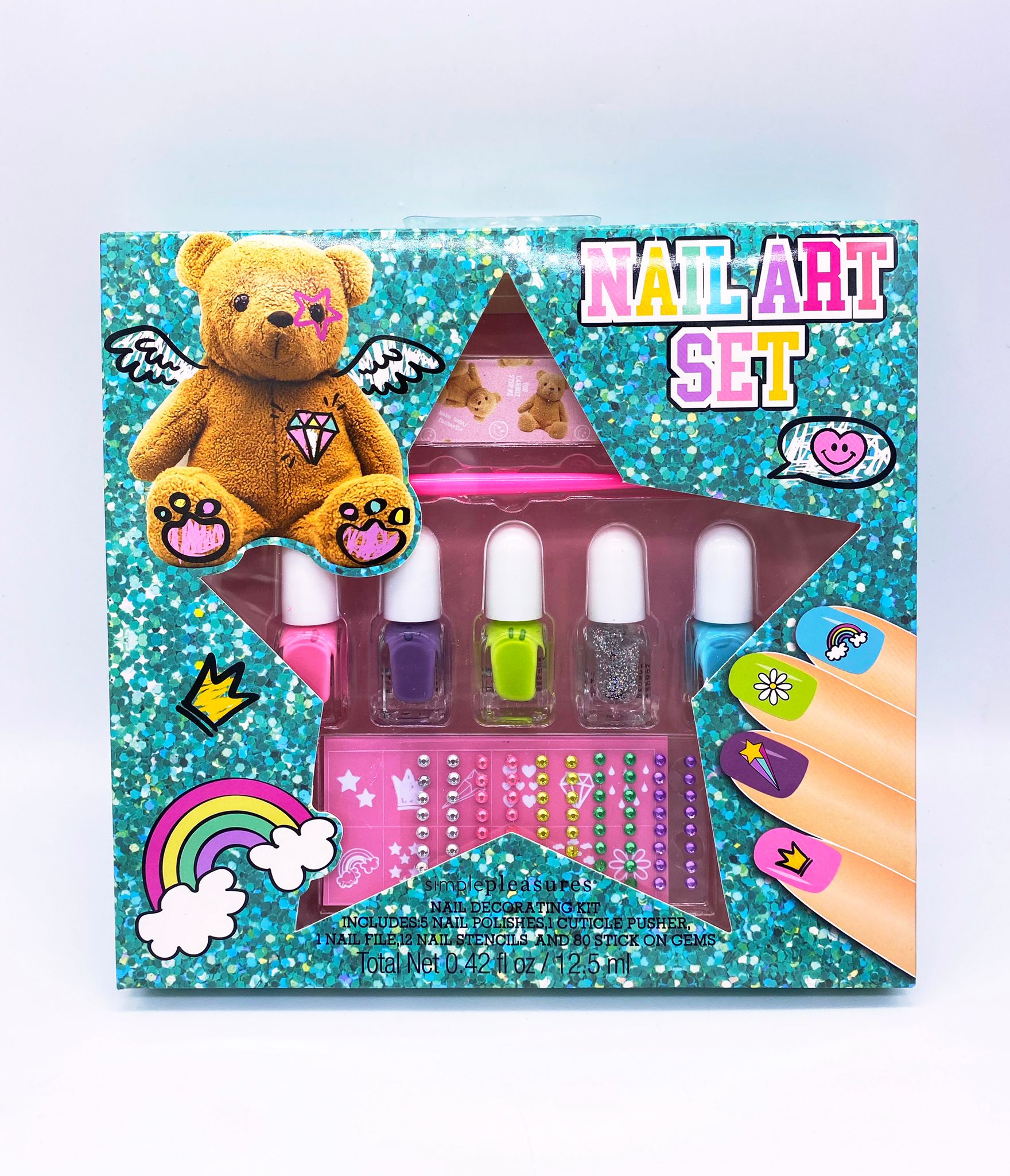 Kit Decorazioni Unghie 5 Smalti 12,5ml Con Spingi Cuticole E 80 Stickers Tri-Coastal