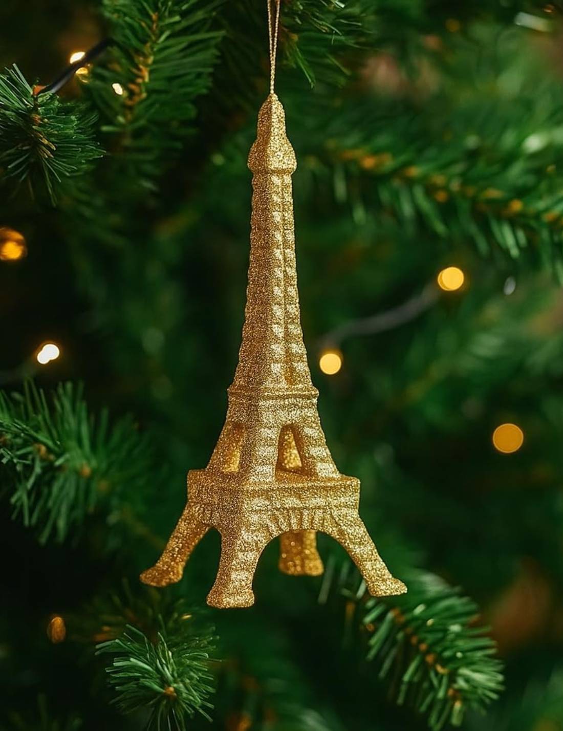 Addobbo Albero Di Natale Torre Eiffel Oro 14cm