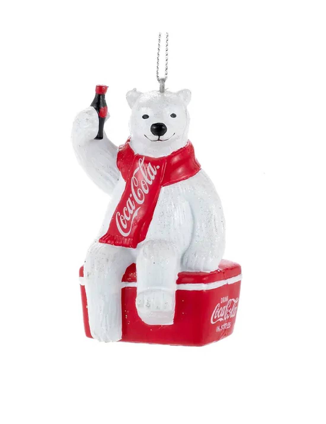 Addobbo Albero Di Natale Orso Polare Seduto Su Frigo Coca-Cola