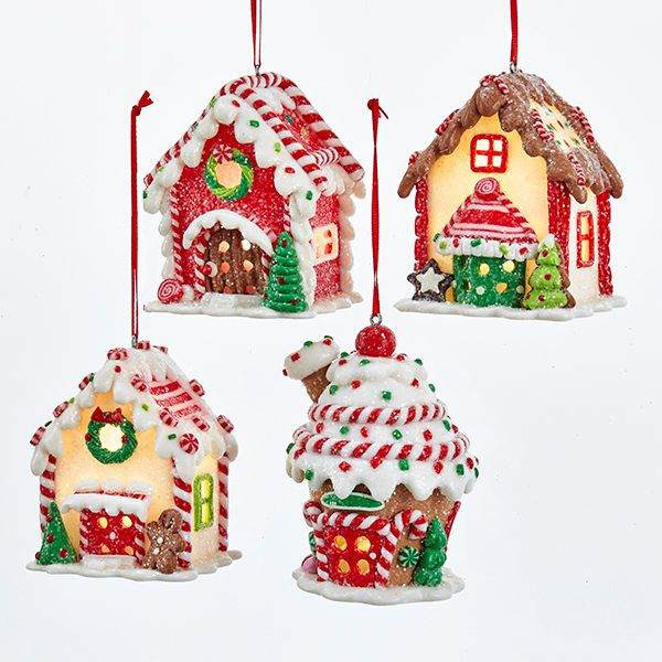 Addobbo Albero Natale Casetta Pan Di Zenzero A Led 9CM