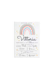 Quadro In Tela Nascita Personalizzabile Boho Chic Arcobaleno 20x30cm