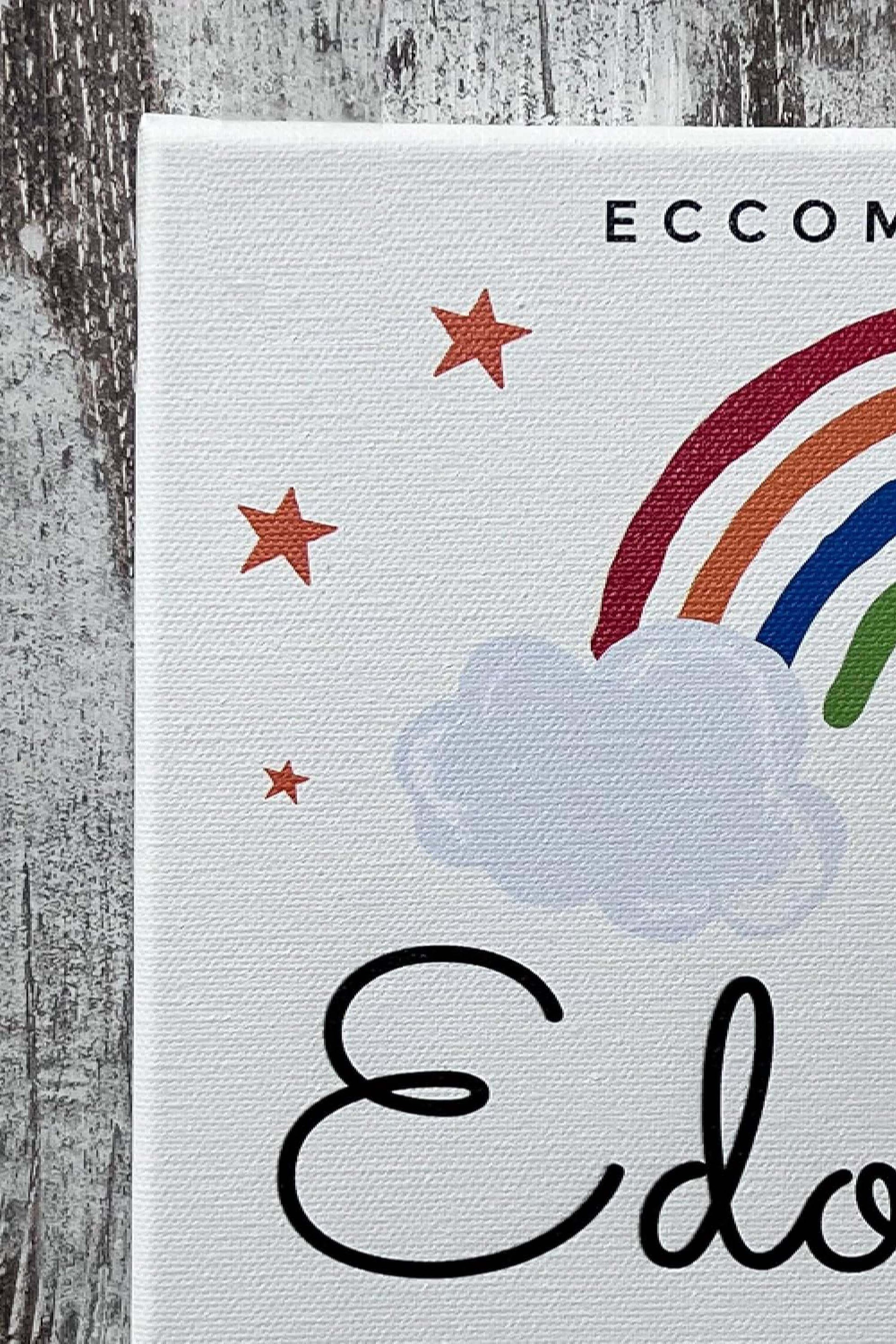 Quadro In Tela Nascita Personalizzabile Classic Arcobaleno 20x30cm