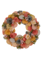 Fuoriporta Ghirlanda Di Pasqua Con Uova Colorate E Fiori 33cm