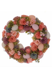 Fuoriporta Ghirlanda Di Pasqua Con Uova Colorate E Fiori 33cm