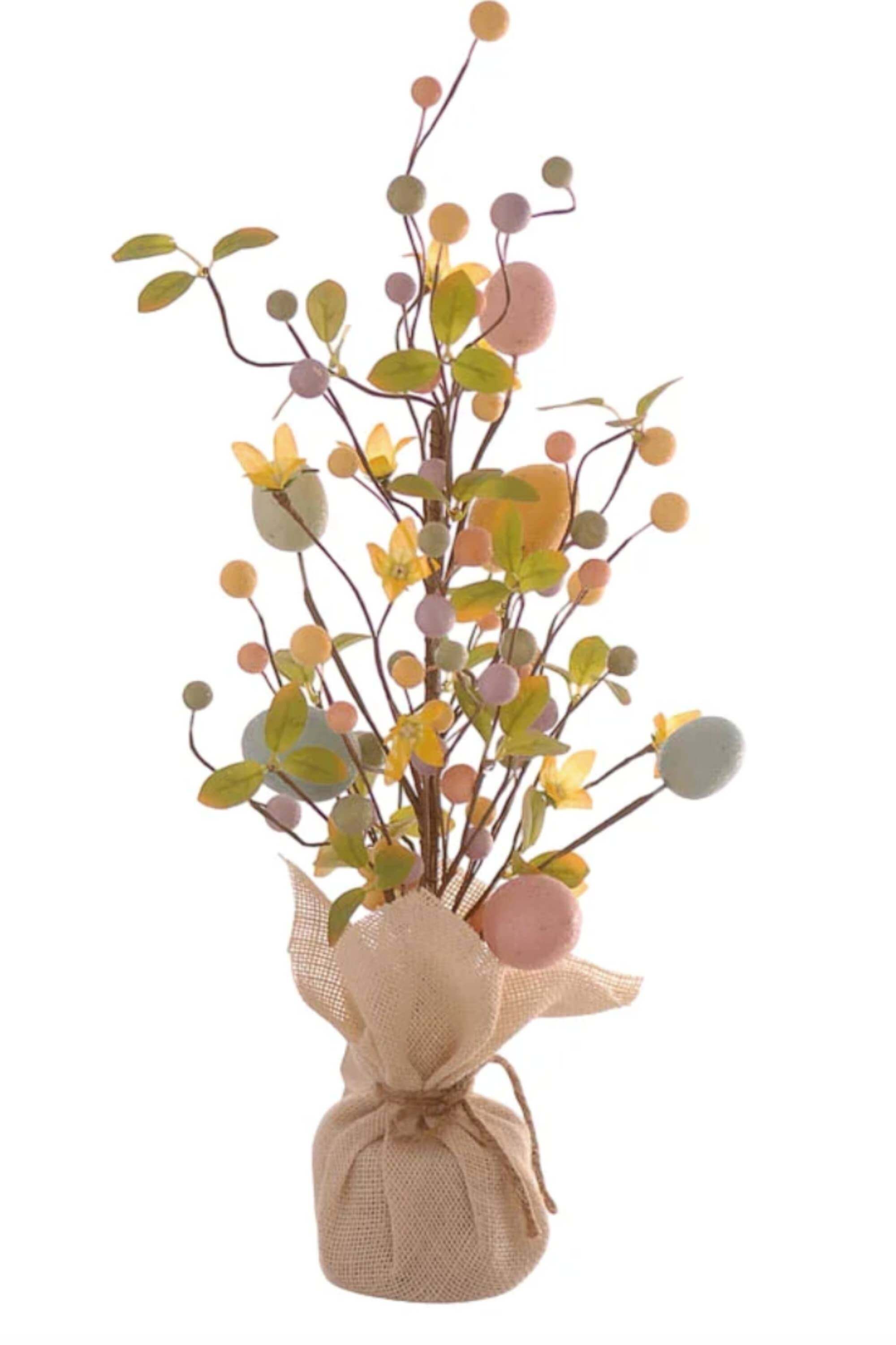 Albero Di Pasqua In Iuta Con Uova Colorate 50cm