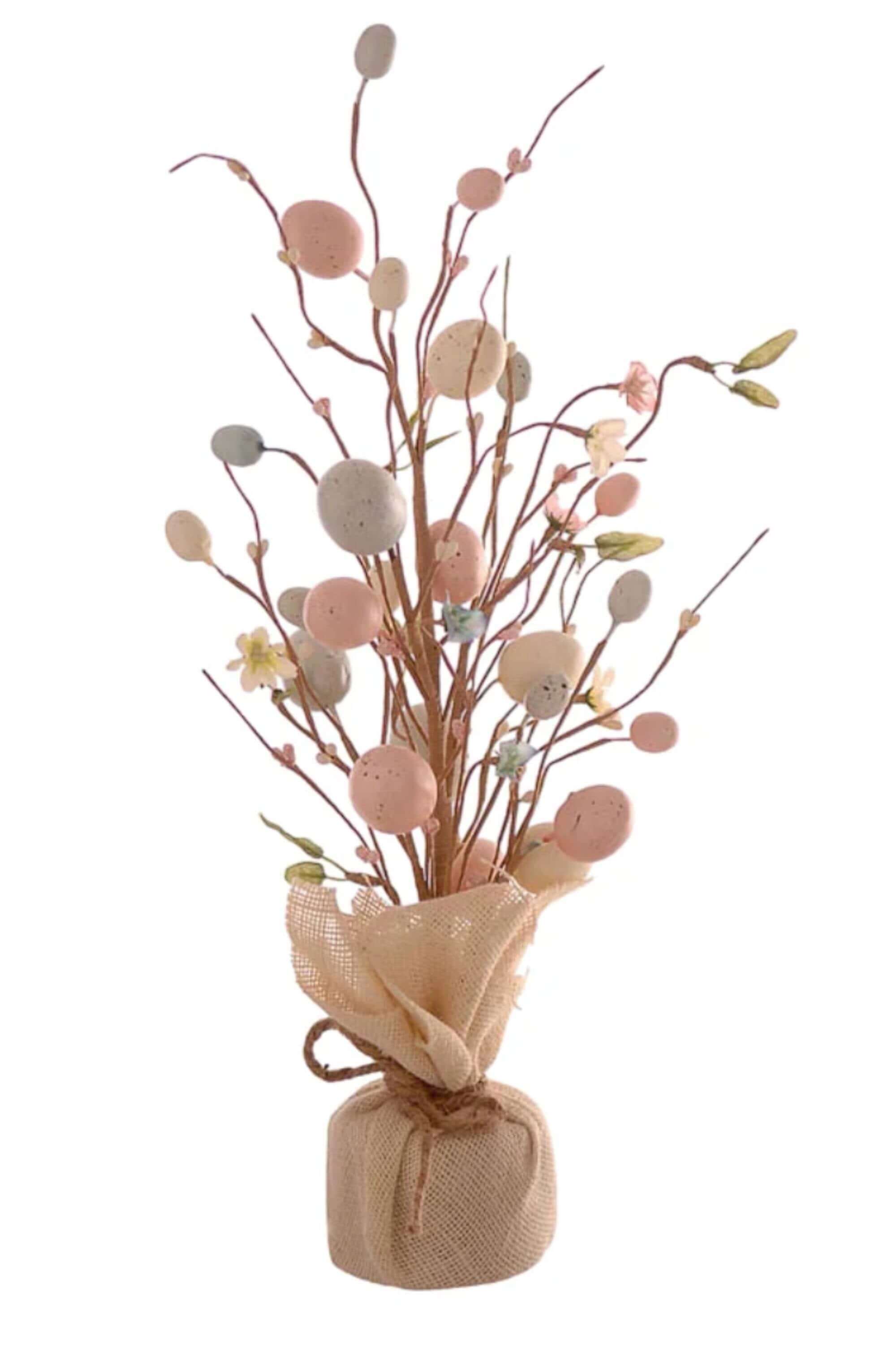 Albero Di Pasqua In Iuta Con Uova Colorate 50cm