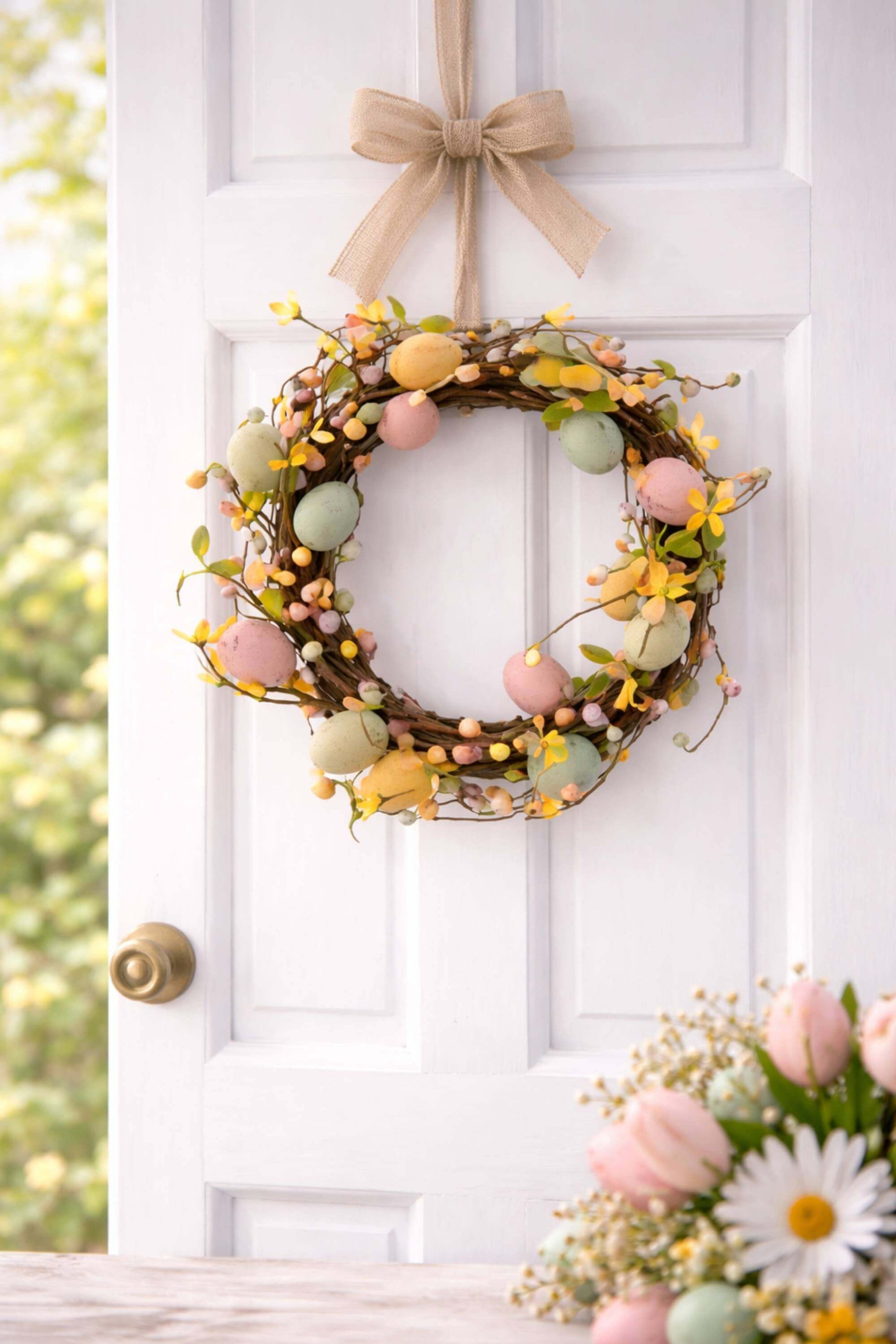 Fuoriporta Ghirlanda Di Pasqua Con Uova Colorate 40cm