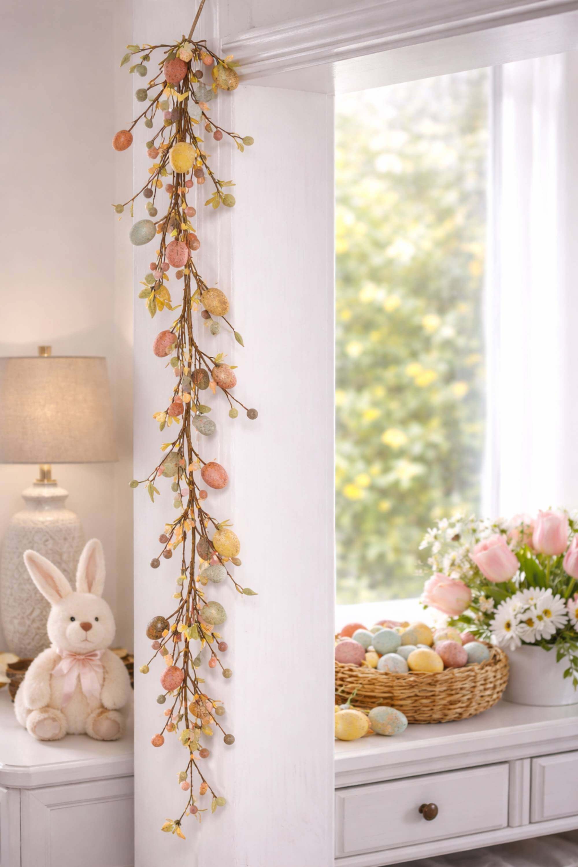 Ghirlanda Decorativa Con Uova Di Pasqua Colorate 120cm