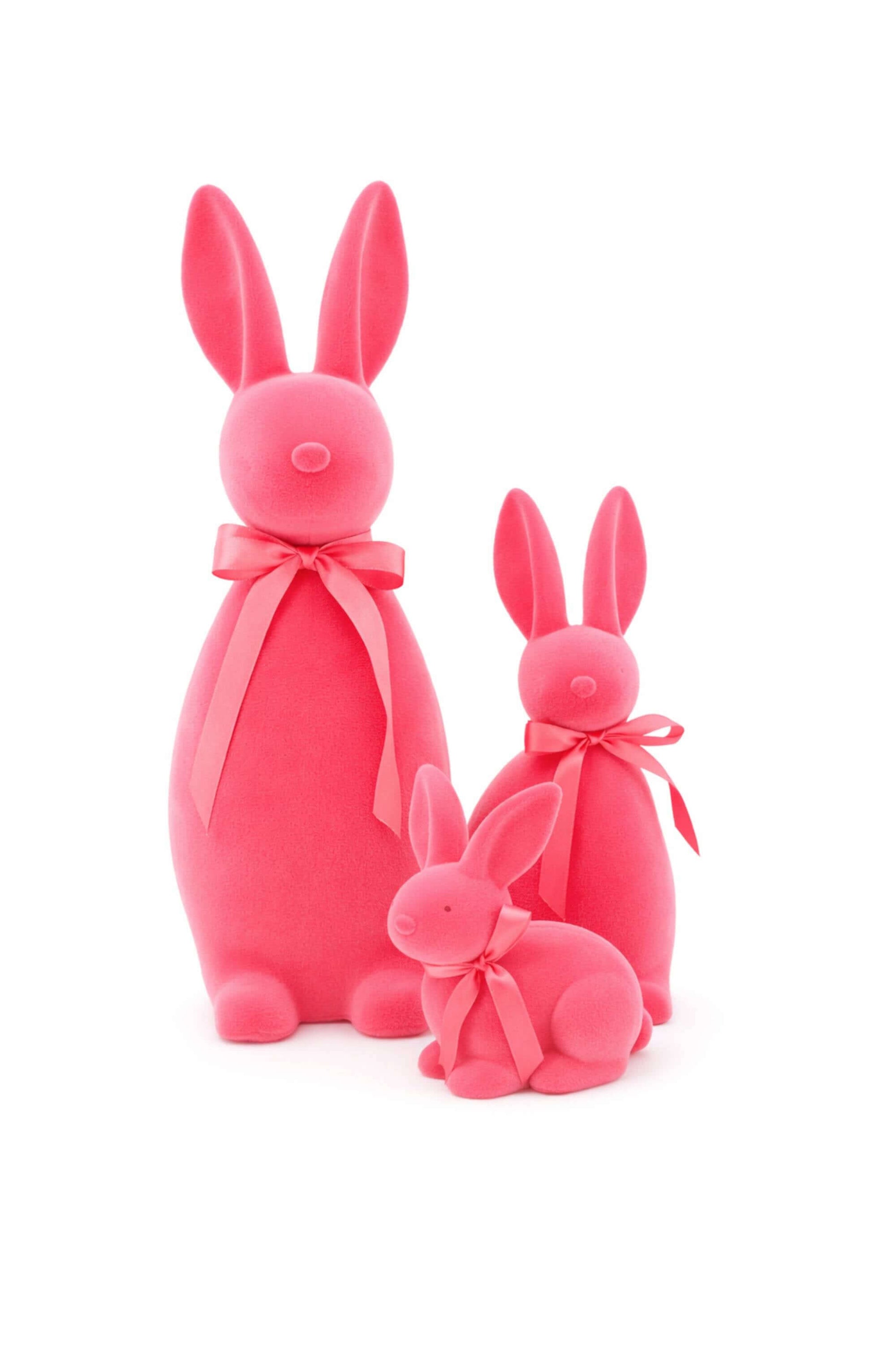 Coniglio Rosa Scuro Di Pasqua Decorativo Con Fiocco 19cm