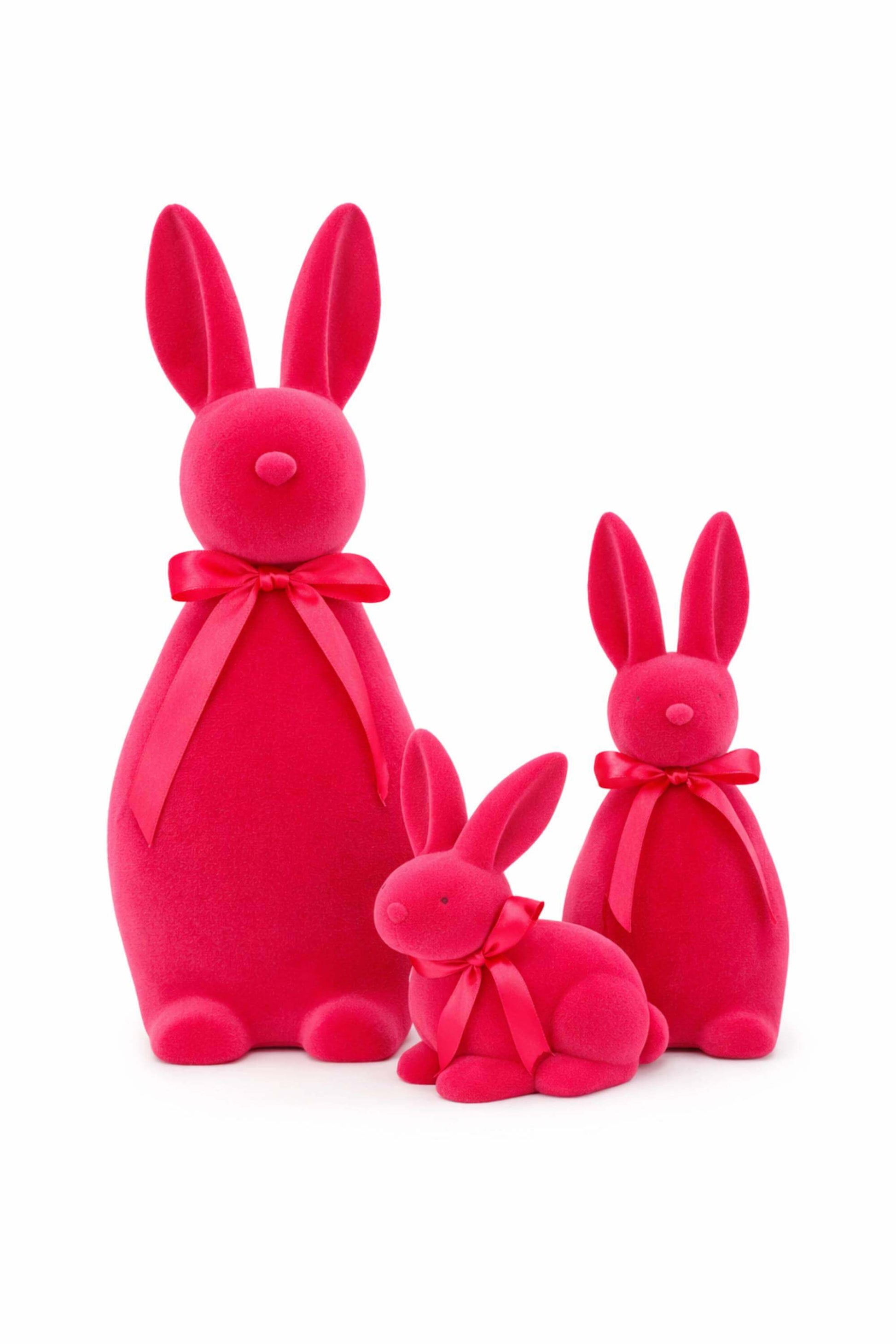 Coniglio Rosso Di Pasqua Decorativo Con Fiocco 19cm