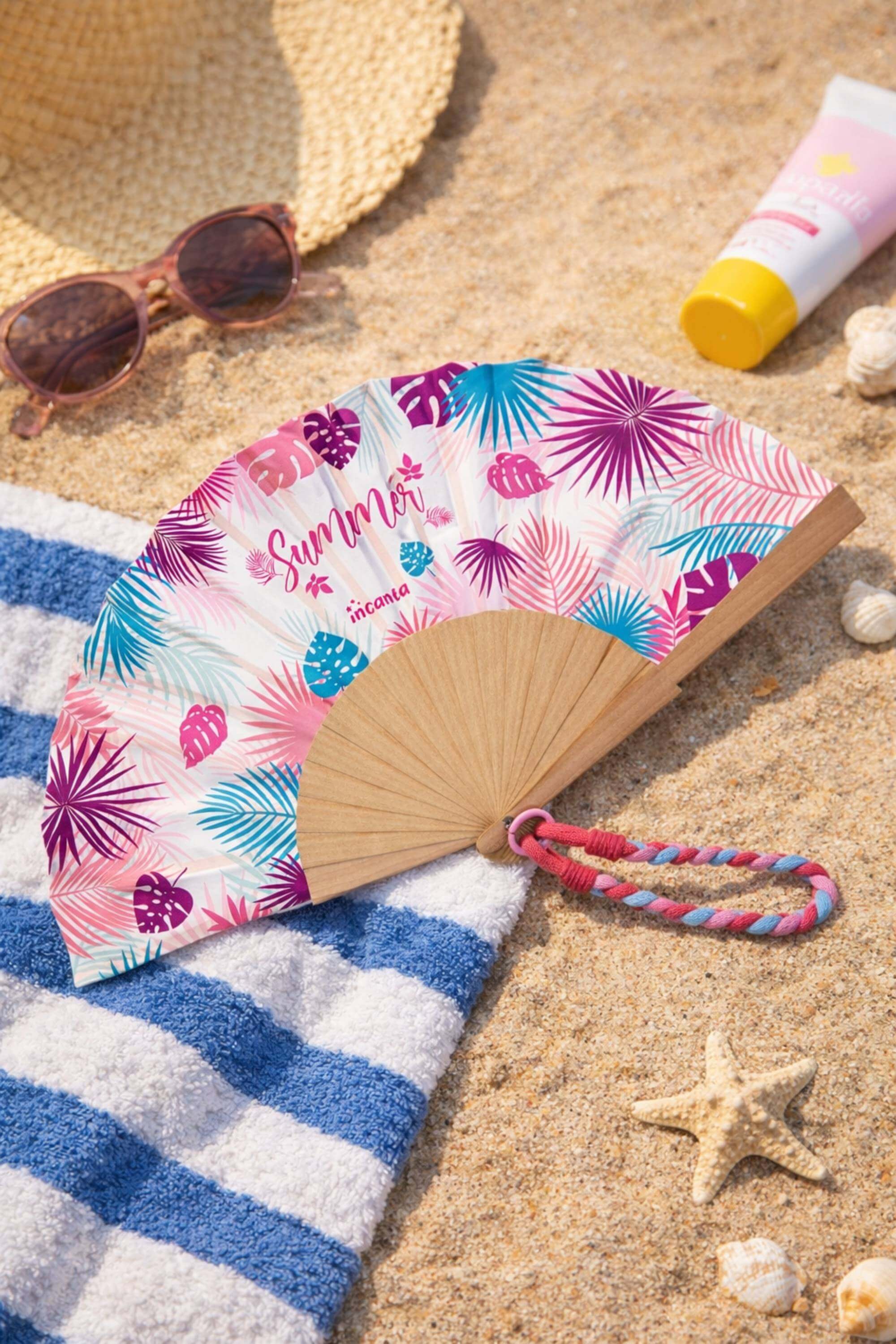Ventaglio In Legno E Stoffa Summer