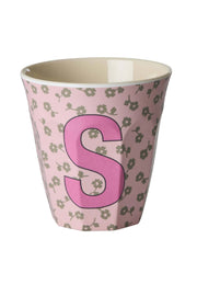 Rice Bicchiere Melamina Lettera S Rosa Floreale