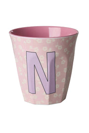 Rice Bicchiere Melamina Lettera N Rosa Floreale