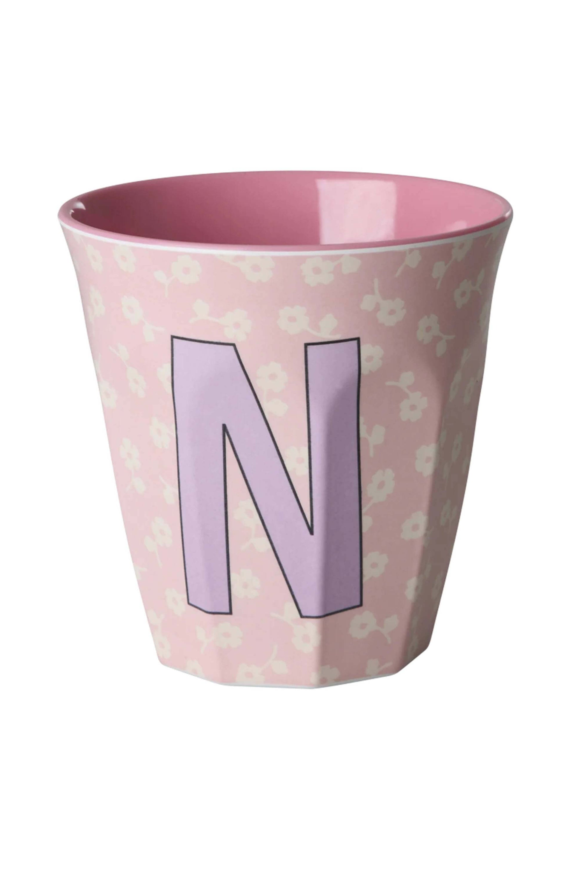 Rice Bicchiere Melamina Lettera N Rosa Floreale