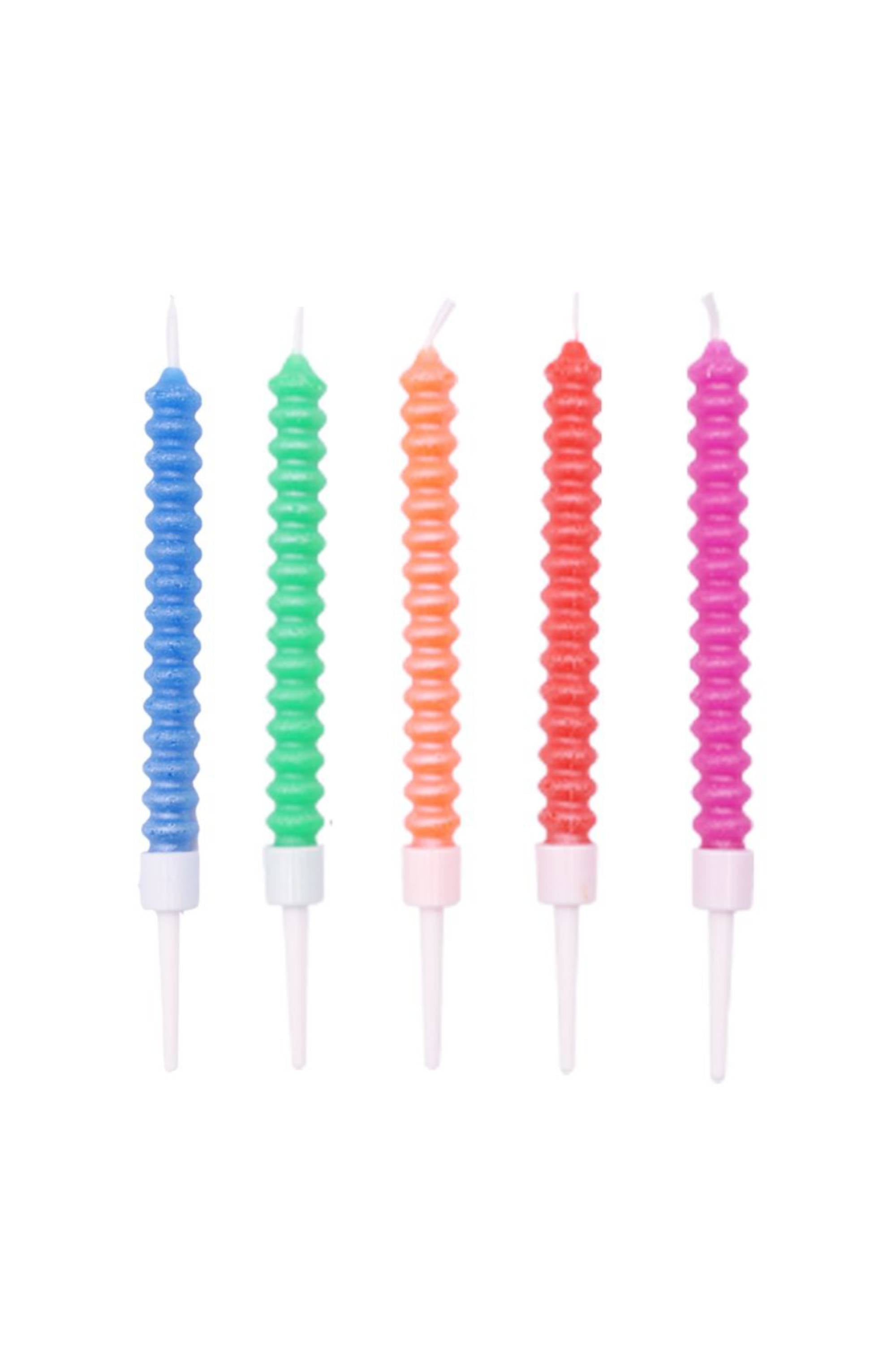 Candeline Di Compleanno In Cera A Spirale Perlate 11cm 6pz