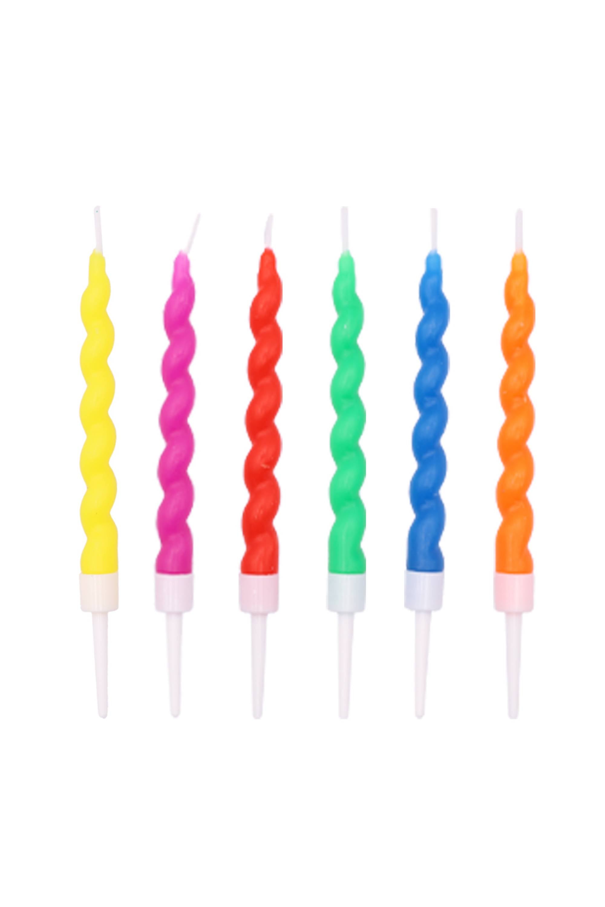 Candeline Di Compleanno In Cera A Spirale Colorate 11cm 6pz