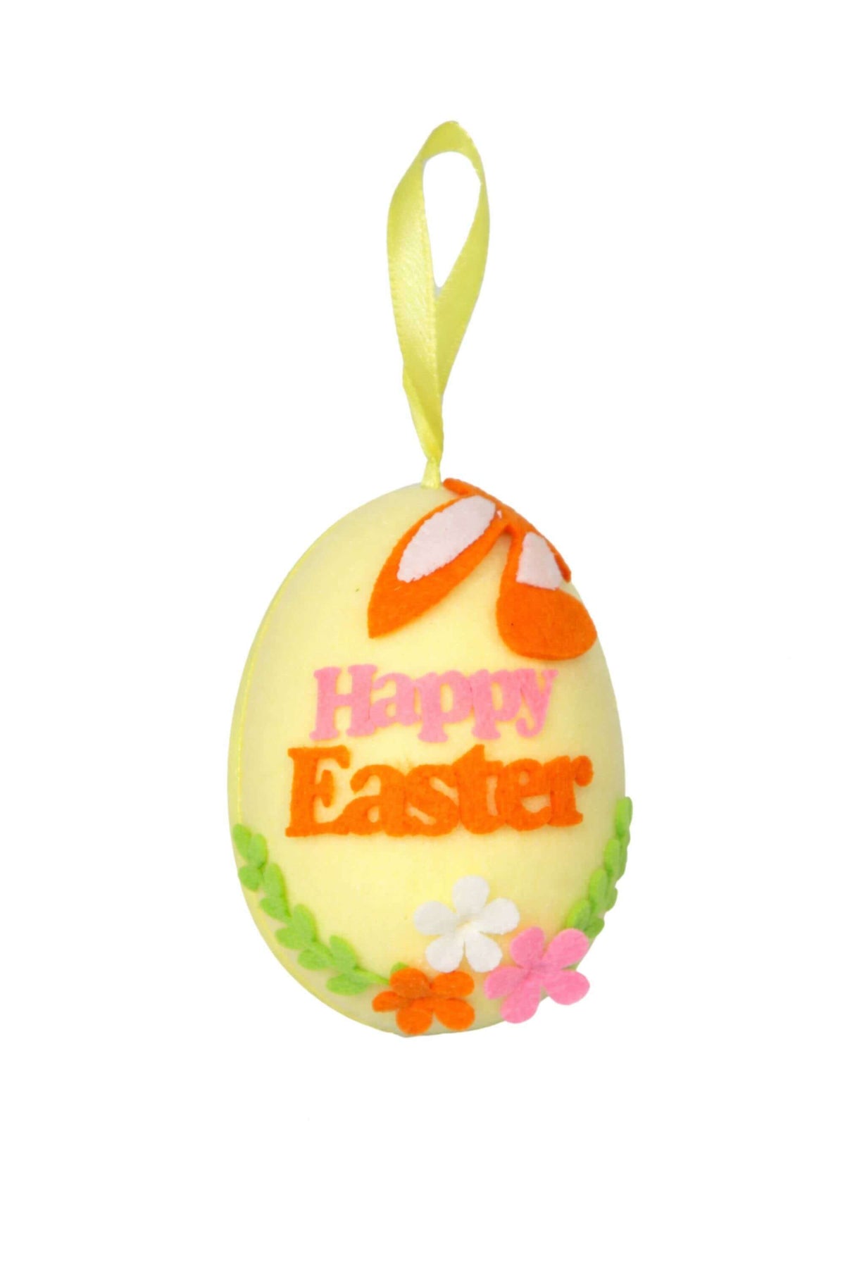 Uovo Di Pasqua Decorativo Giallo Happy Easter 8cm