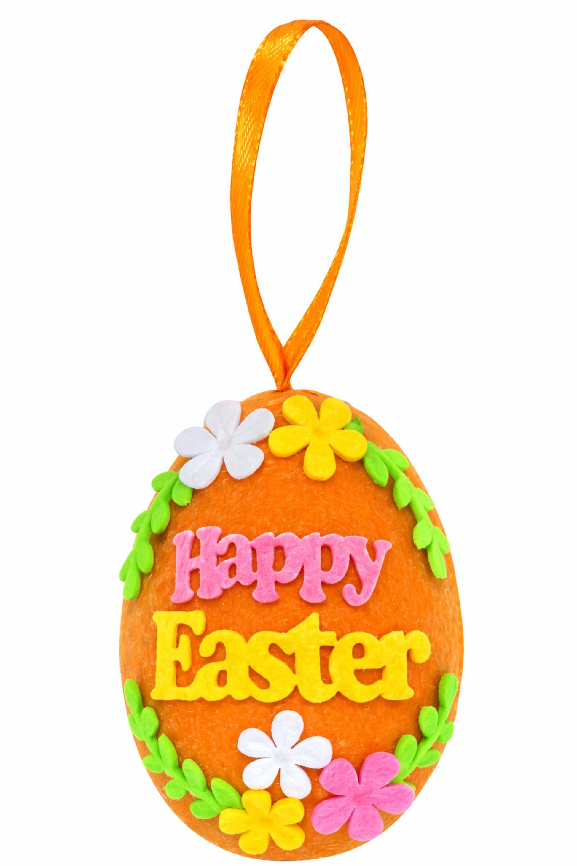Uovo Di Pasqua Decorativo Arancione Happy Easter 8cm